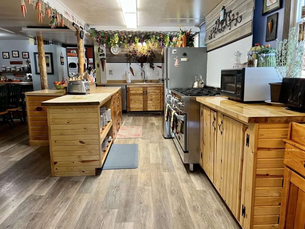 Kitchen with wood paneling